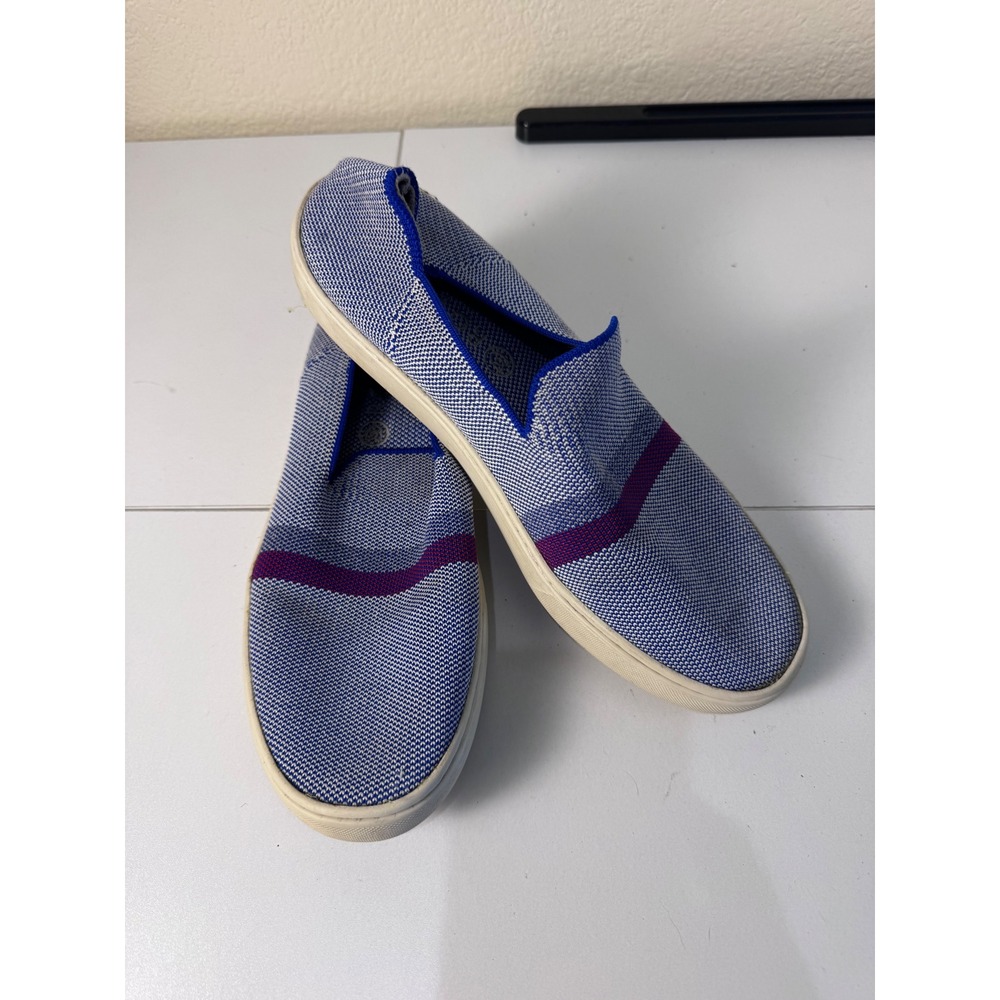 Rothys The Sneaker Womens 10 Blue Stripe Slip On Sustainable Washable Minimalist